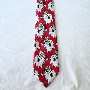 Keith Daniels Hand Made Polyester Santa tie, Red, White and Black, EUC!
